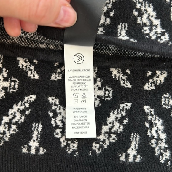 Savvi Snowflake Knit Black White Strapless Tube Top Bandeau Small Free People - Picture 3 of 7